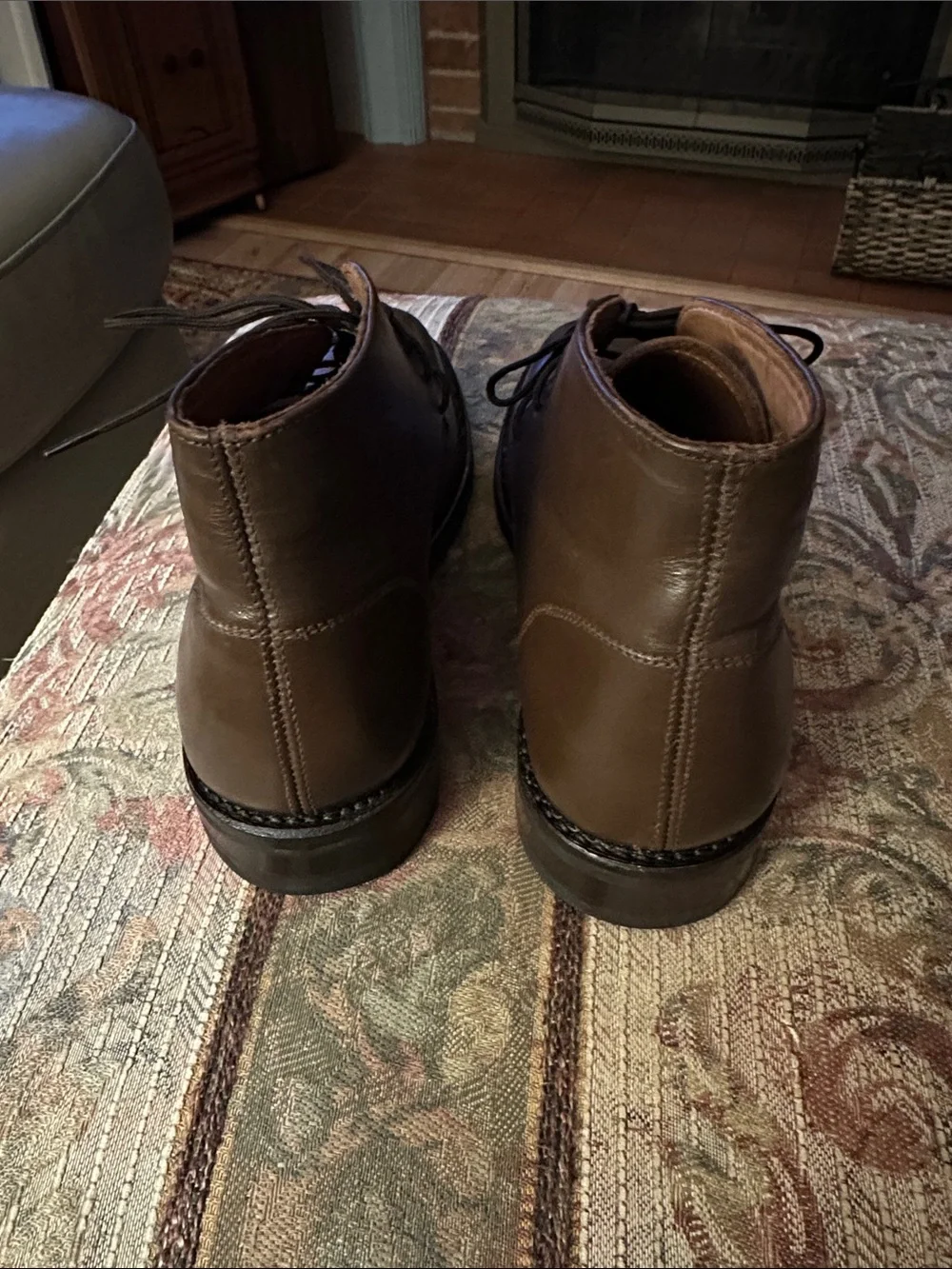 Men's Brown Leather Chukka Boots - Lace-Up Casual Dress 7